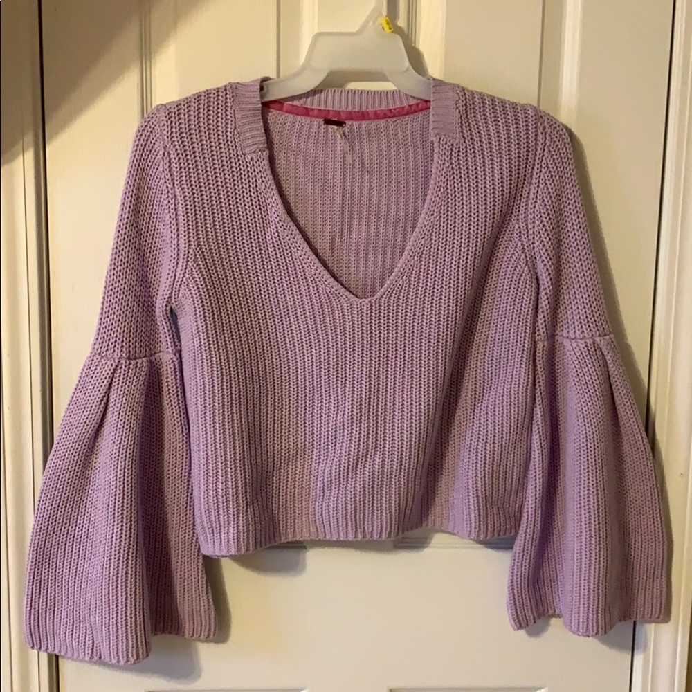 Free People crop bell sleeve sweater